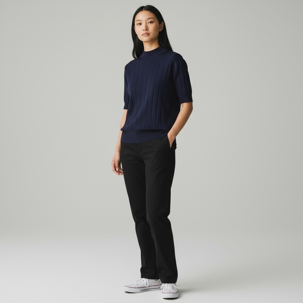Laura Scott Dark Blue Knit Top View 2